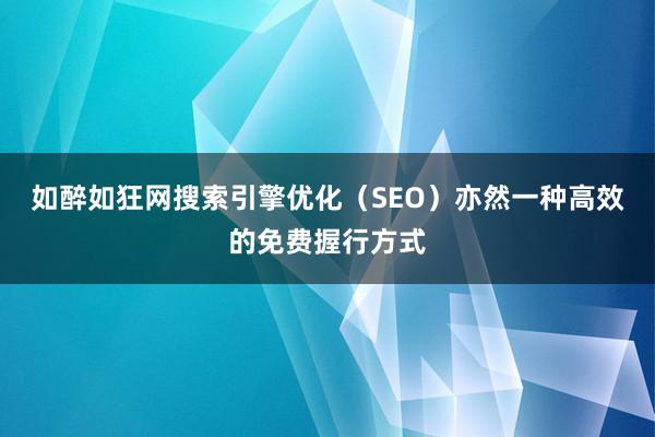 如醉如狂网搜索引擎优化（SEO）亦然一种高效的免费握行方式